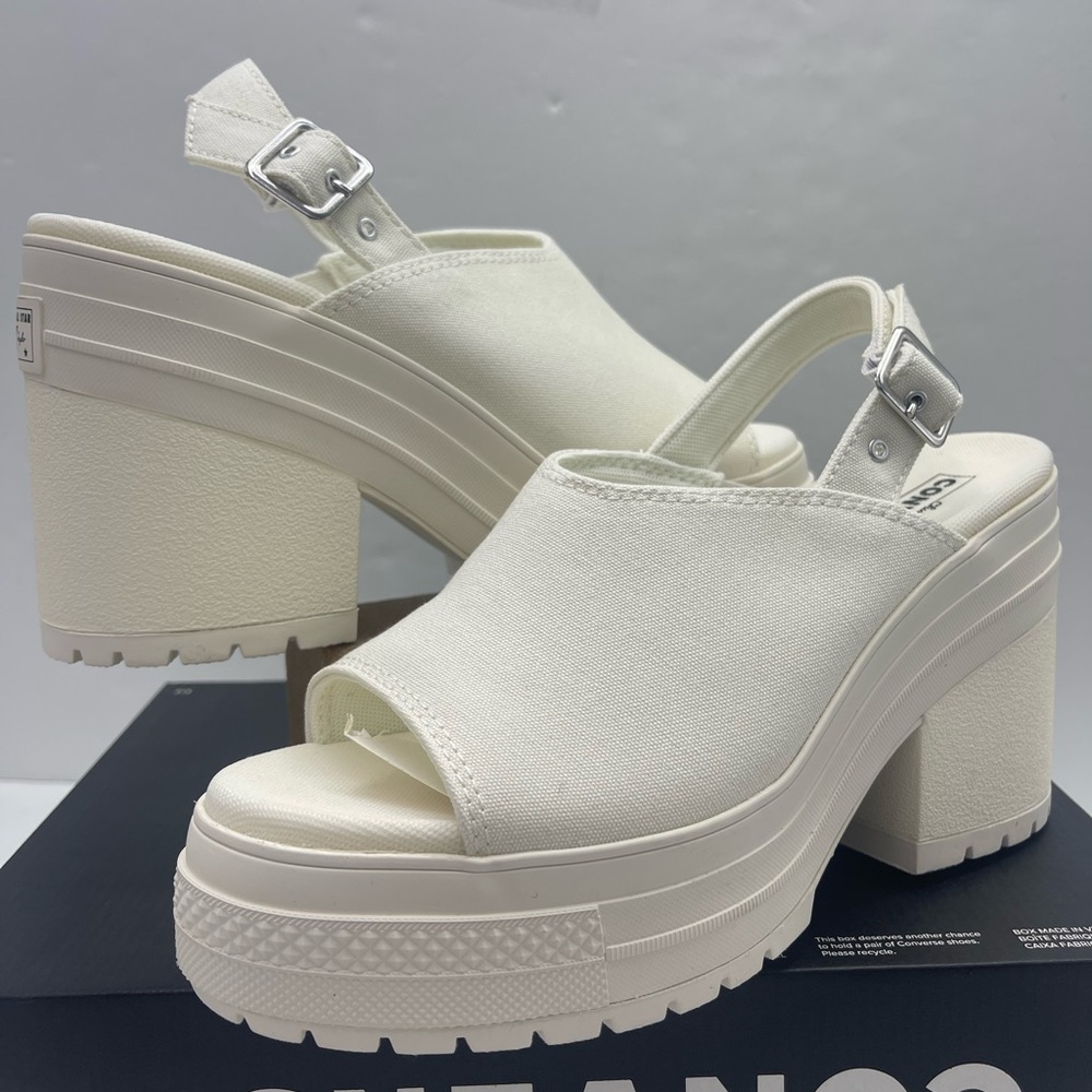 Converse CHUCK 70 DE LUXE HEEL MULE SLI EGRET/EGRET/EGRET Platform Heels A13796F - Picture 9 of 16